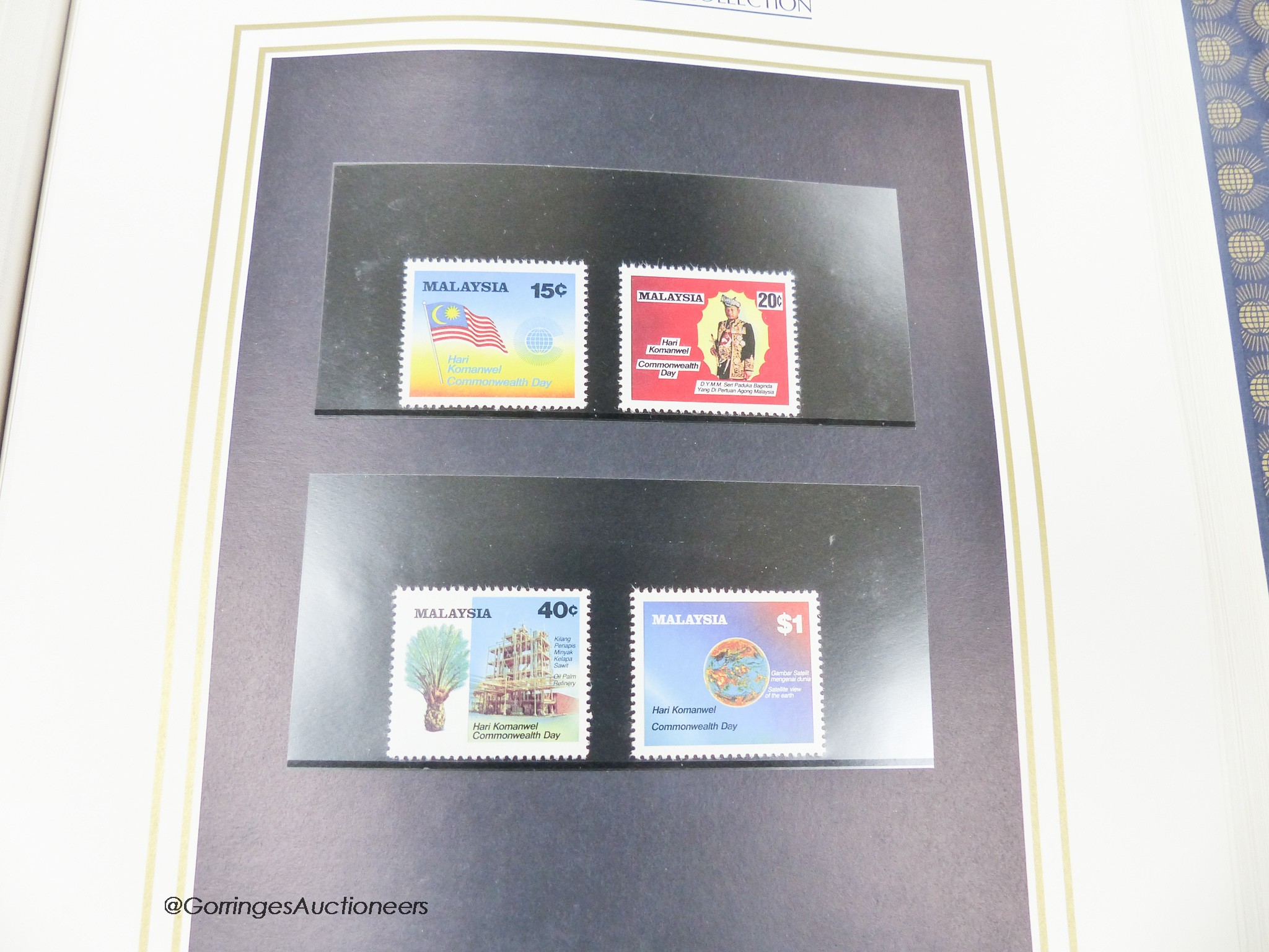 World stamps in five albums with British Commonwealth, China, India 1924 Everest postcard used (one box)